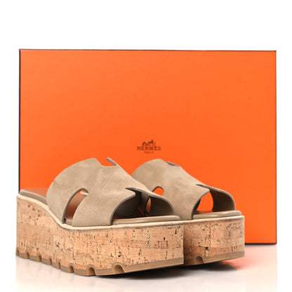 Hermes Suede Goatskin Cork Eze 30 Sandals 36 Beige Argile 9 of 9