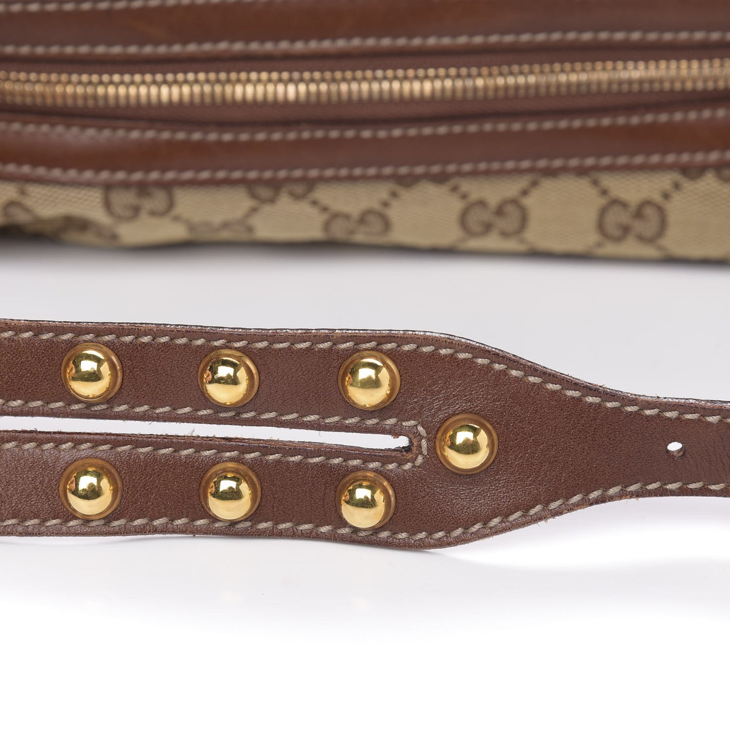 Monogram Large Biba Studded Hobo Brown