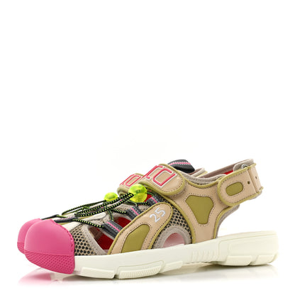 Gucci Mesh Fabric Tinsel Sport Sandals 38 Loess Sand Box Pink 3 of 9