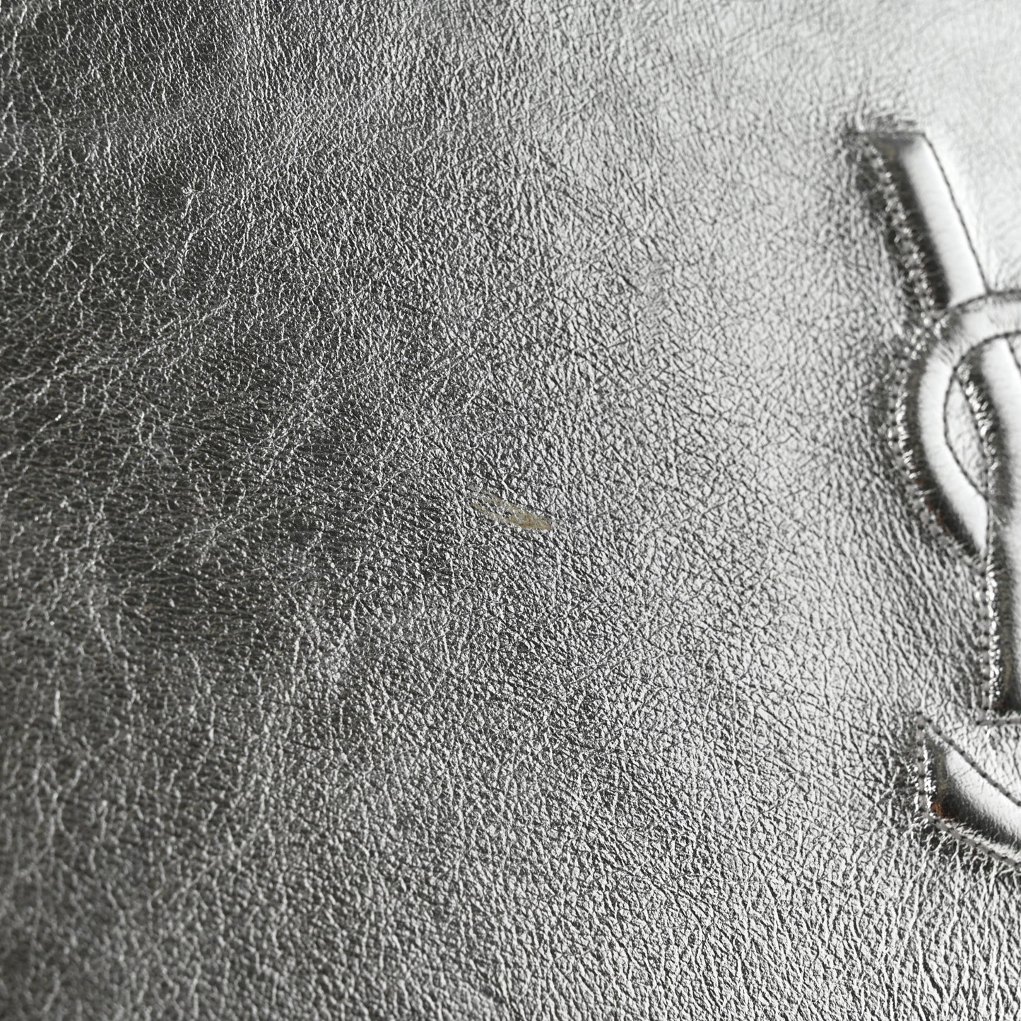 Metallic Calfskin Monogram Large Belle De Jour Clutch Silver