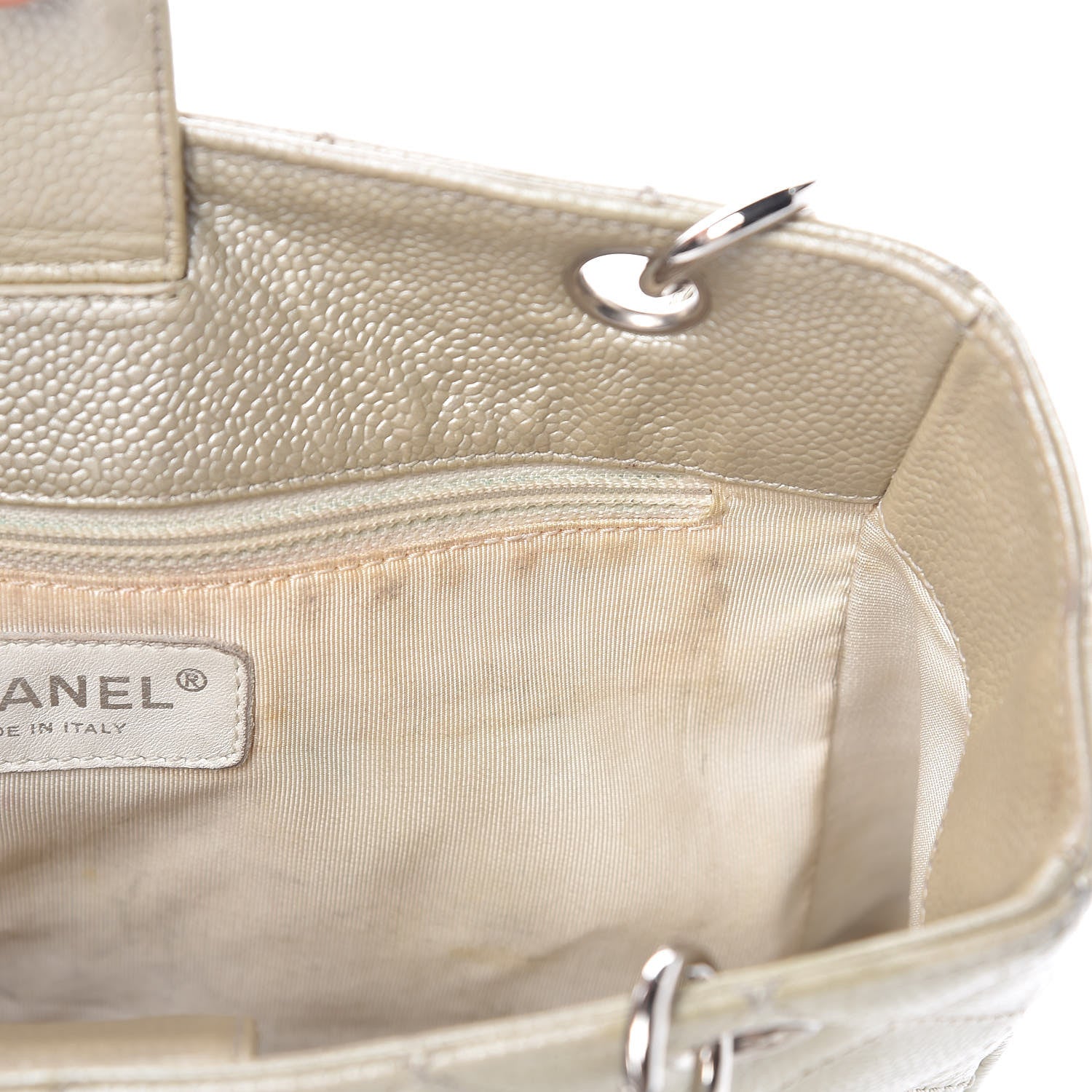 Chanel Metallic Caviar Quilted Petit Shopping Tote PST Pearl 9 of 34