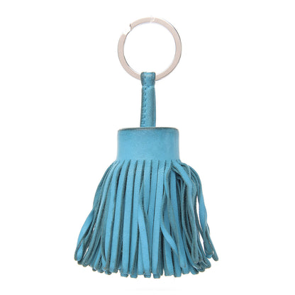 Hermes Lambskin Carmen Tassel Key Holder Bleu Azteque 1 of 7