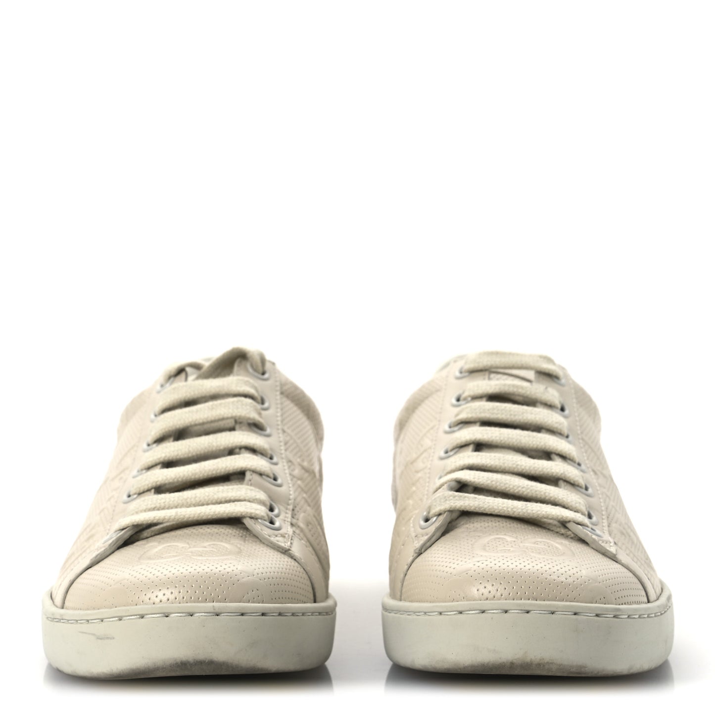 Calfskin GG Tennis Embossed Ace Sneakers 37 Mystic White