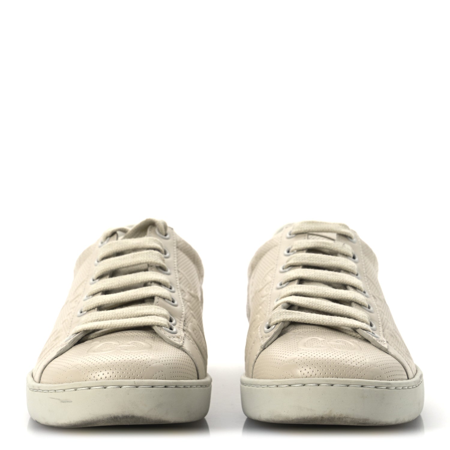 Gucci Calfskin GG Tennis Embossed Ace Sneakers 37 Mystic White 2 of 13
