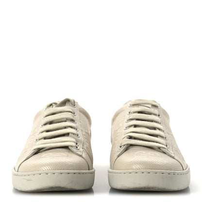 Gucci Calfskin GG Tennis Embossed Ace Sneakers 37 Mystic White 2 of 13