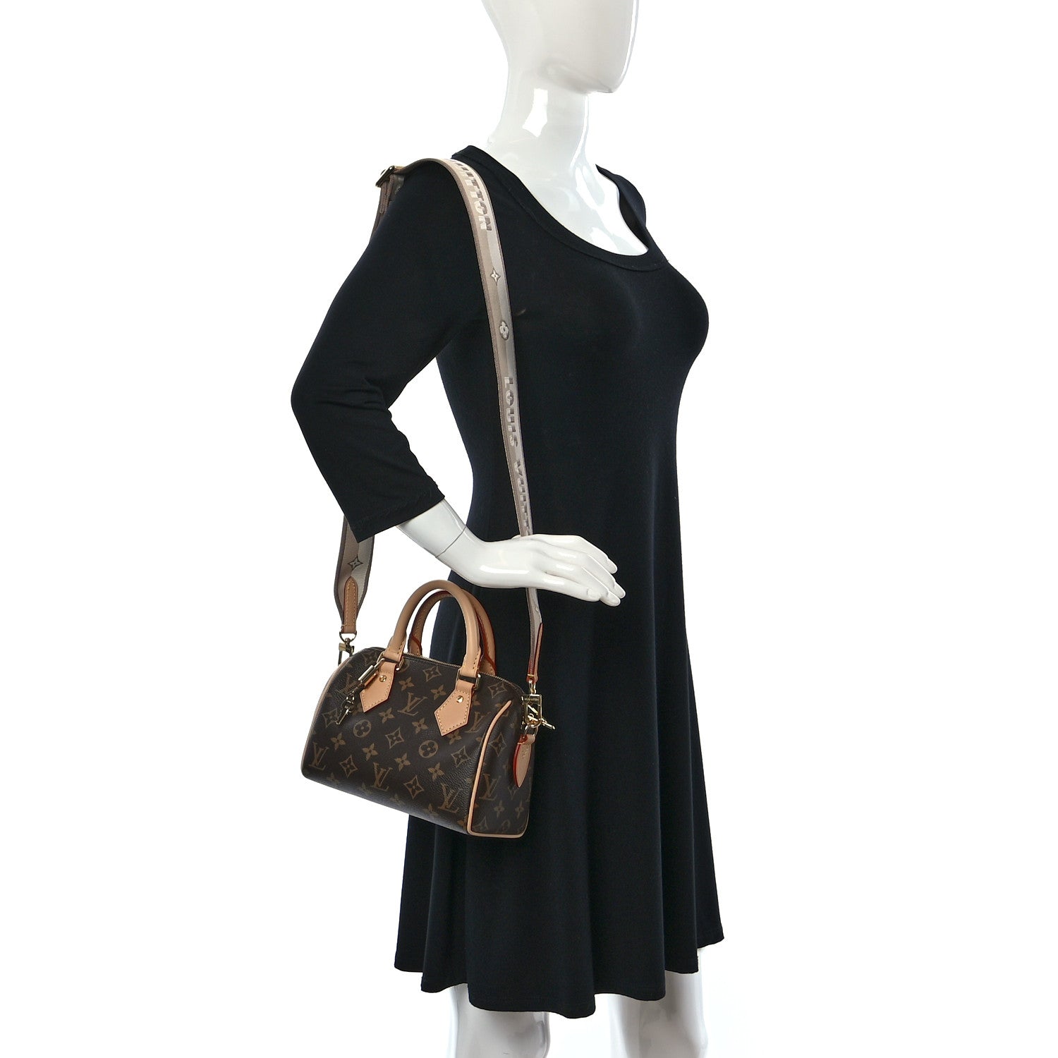 Louis Vuitton Monogram Speedy Bandouliere 20 Beige 2 of 9
