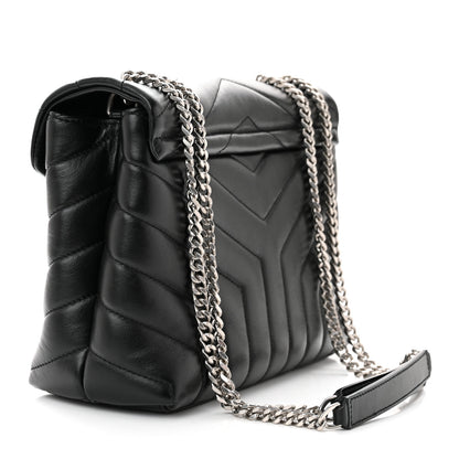 Saint Laurent SAINT LAURENT Calfskin Y Quilted Monogram Small Loulou Chain Satchel Black 2 of 9
