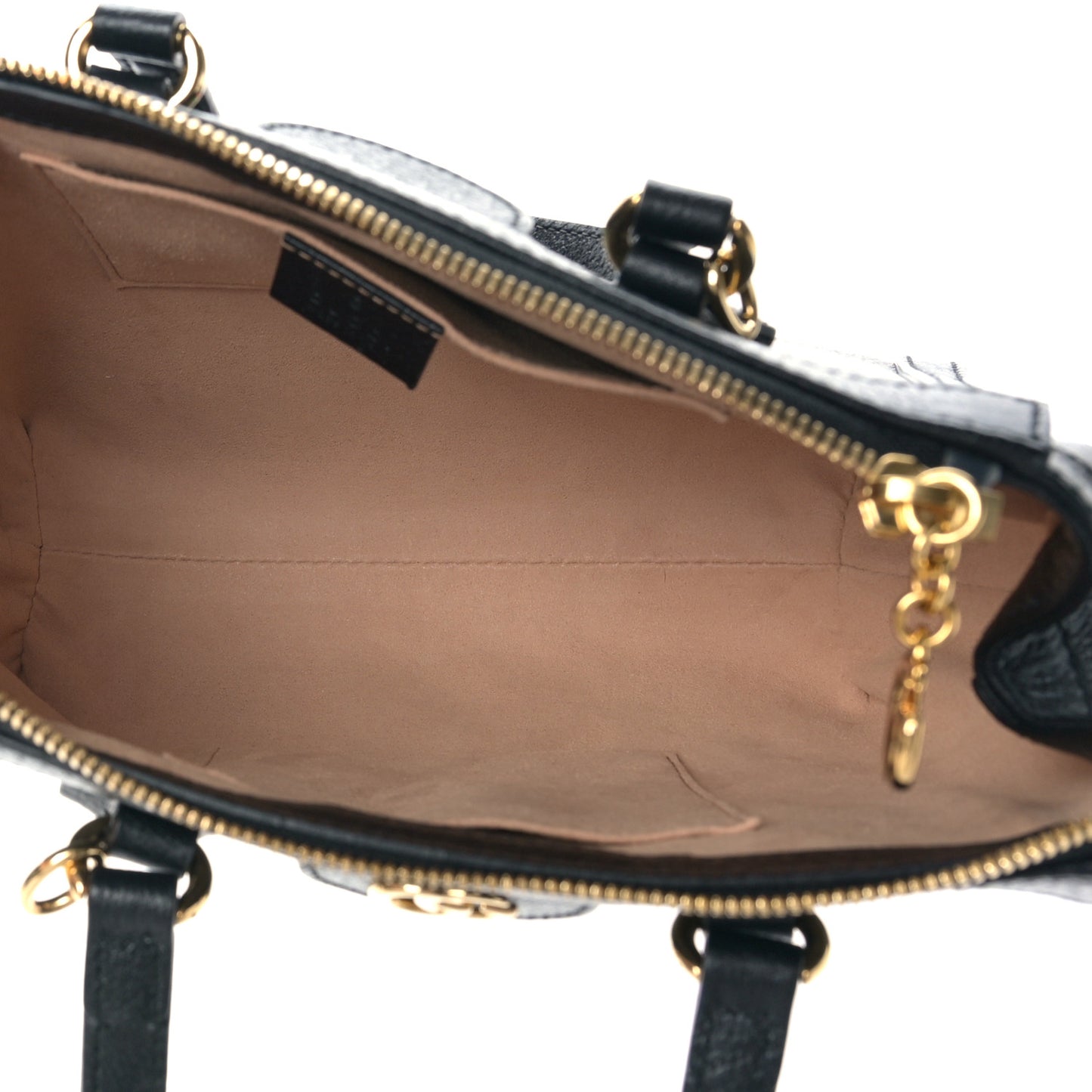 Textured Calfskin Web Small Ophidia Tote Bag Black