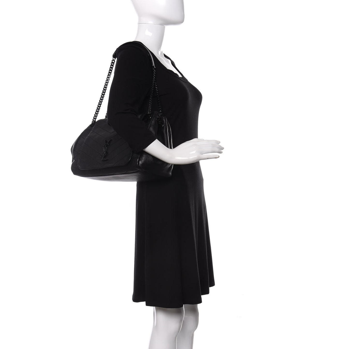 Vintage Lambskin Chevron Monogram Medium Nolita Black