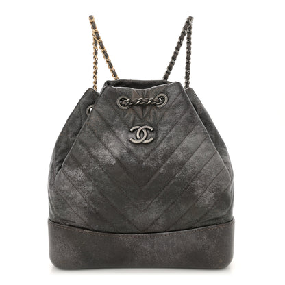 Chanel Metallic Grained Goatskin Gabrielle Backpack Dark Silver Gold 1 of 10