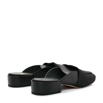 Chanel Lambskin Grosgrain Cap Toe CC Mules 37 Black 5 of 10