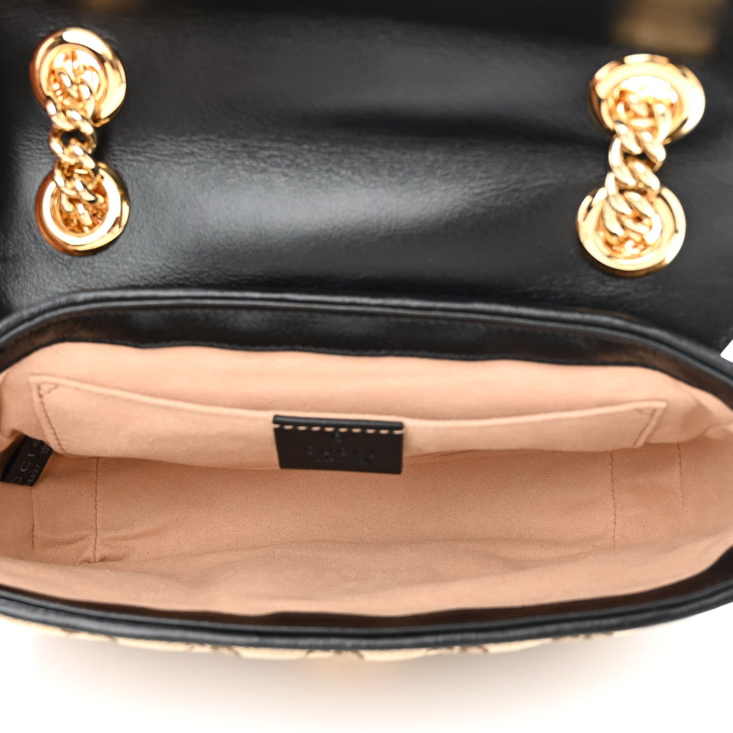 Monogram Matelasse Diagonal Mini GG Marmont Shoulder Bag Beige Black