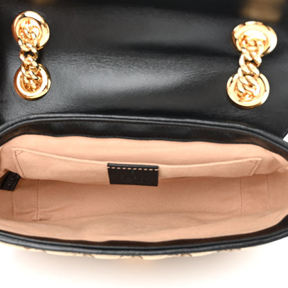 Gucci Monogram Matelasse Diagonal Mini GG Marmont Shoulder Bag Beige Black 5 of 11
