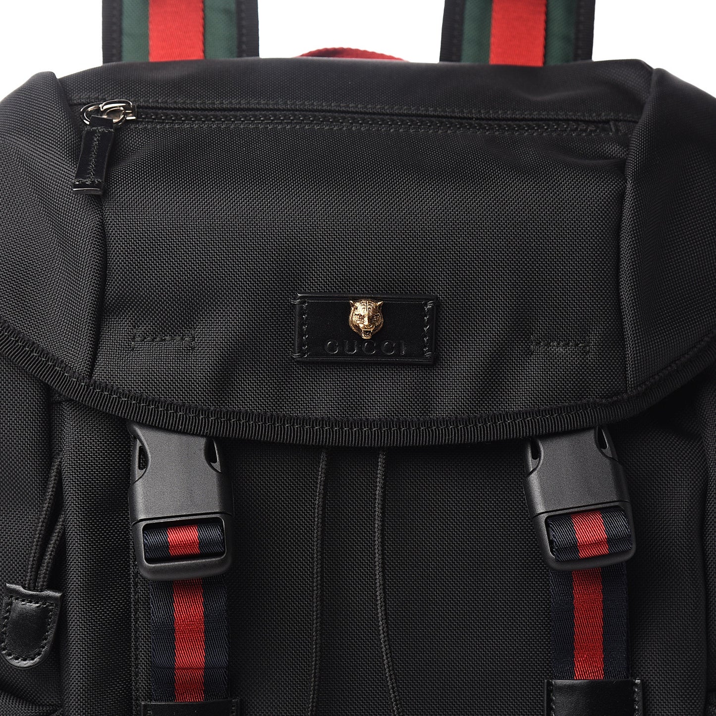Techno Canvas Web Double Buckle Backpack Black