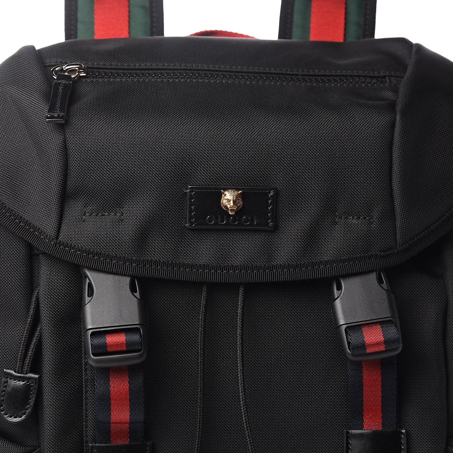 Gucci Techno Canvas Web Double Buckle Backpack Black 9 of 9