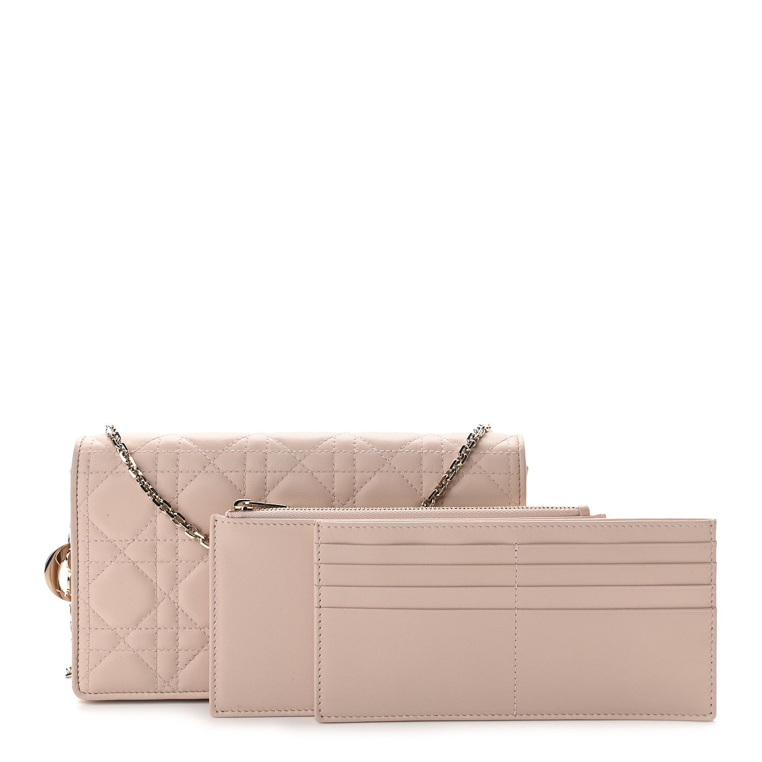 Christian Dior Lambskin Cannage Lady Dior Convertible Clutch Pink 1 of 10