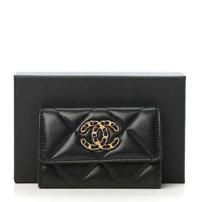 Chanel Lambskin Quilted Chanel 19 Flap Card Holder Black 9 of 9