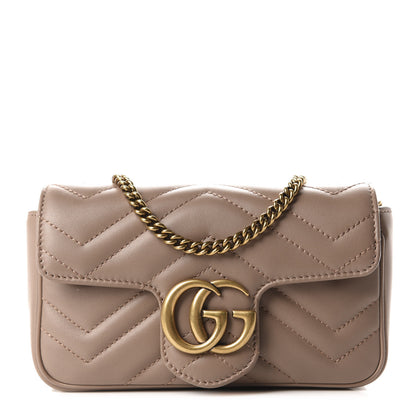 Gucci Calfskin Matelasse Super Mini GG Marmont Shoulder Bag Porcelain Rose 1 of 10