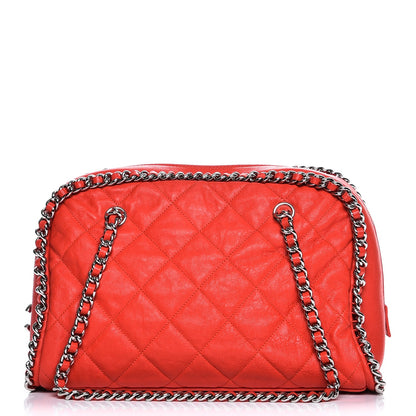 Chanel Washed Lambskin Chain Around Bowler Red 1 of 8