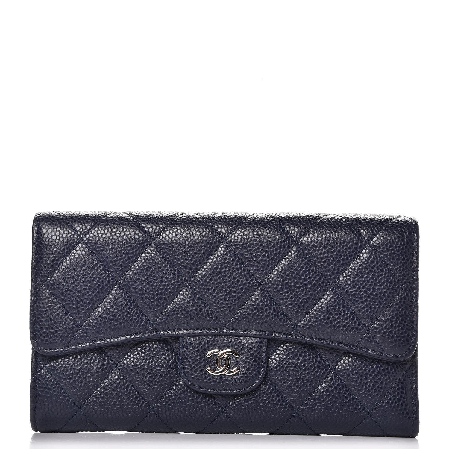 Chanel Caviar Quilted Large Flap Wallet Blue 1 of 9