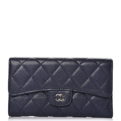 Chanel Caviar Quilted Large Flap Wallet Blue 1 of 9