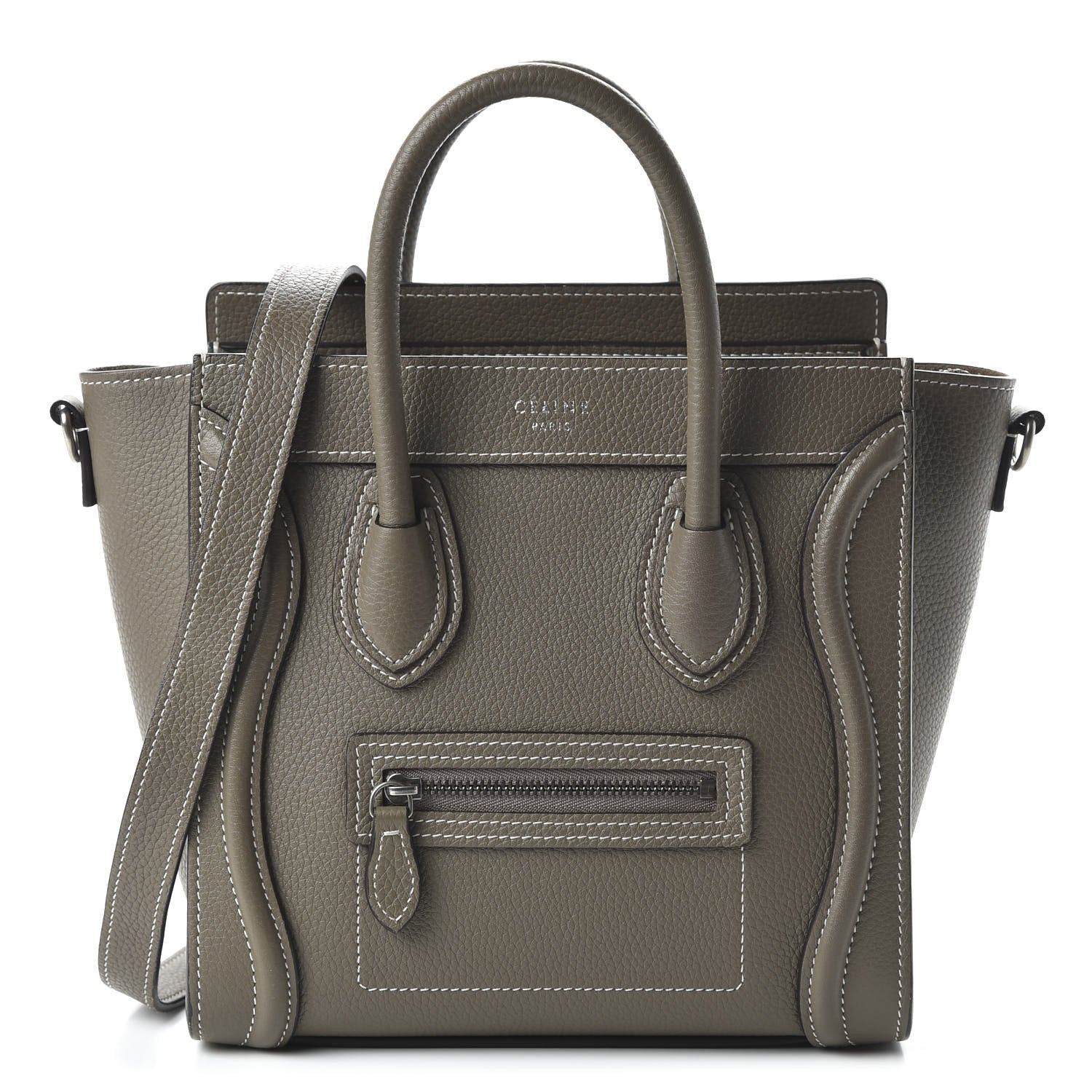 Celine Drummed Calfskin Nano Luggage Souris 1 of 9