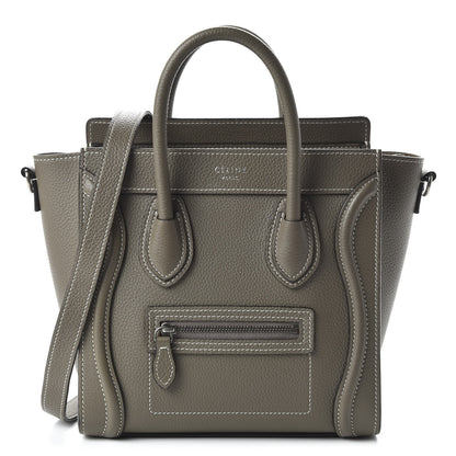 Celine Drummed Calfskin Nano Luggage Souris 1 of 9