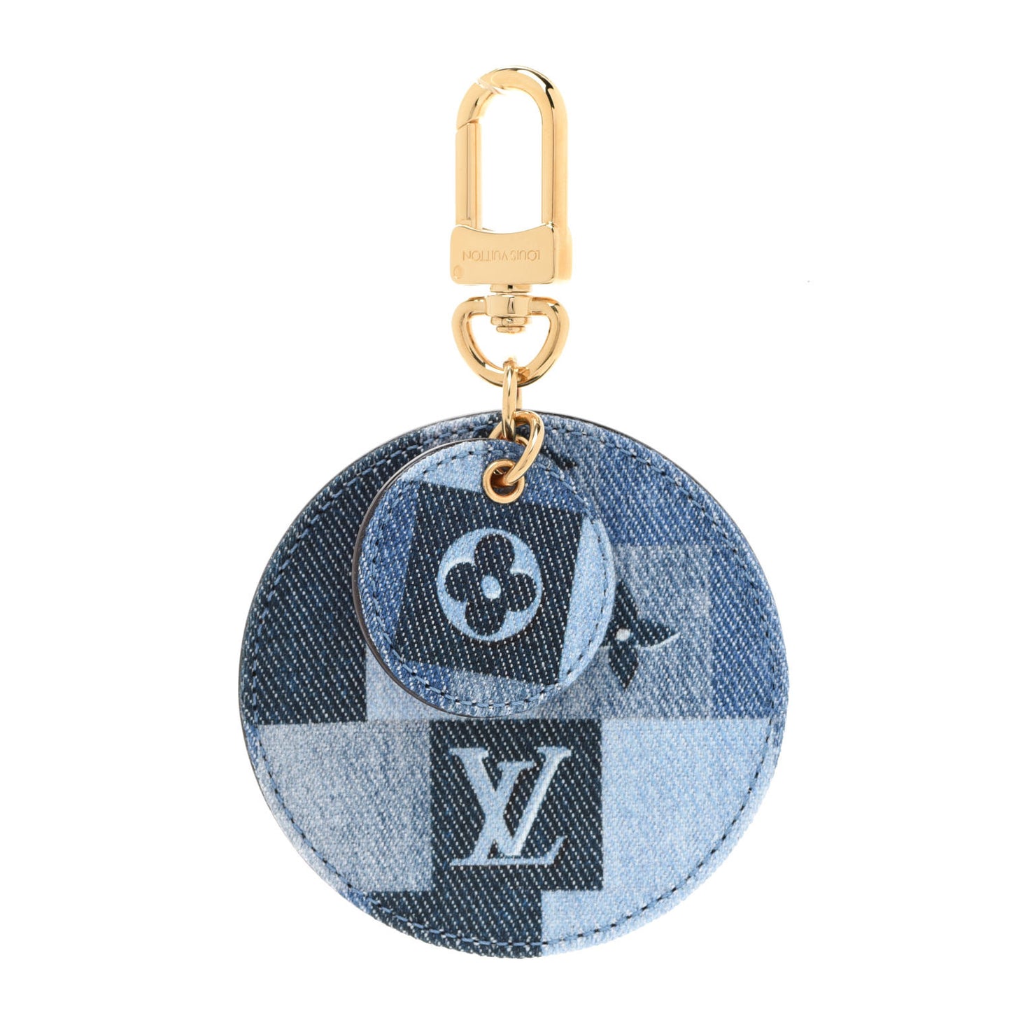 Denim Damier Monogram Patchwork Bag Charm Key Holder