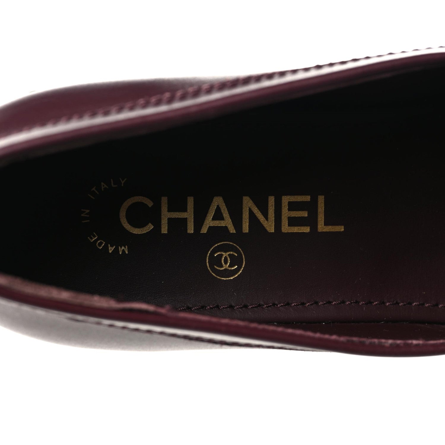 Chanel Calfskin CC Chain Mocassin Loafers 38 Burgundy 9 of 10