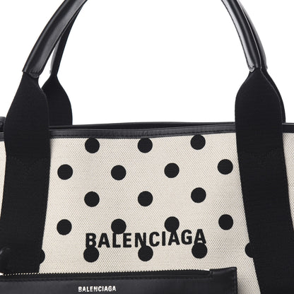 Balenciaga Cotton Canvas Polka Dot S Navy Cabas Natural Black 8 of 11