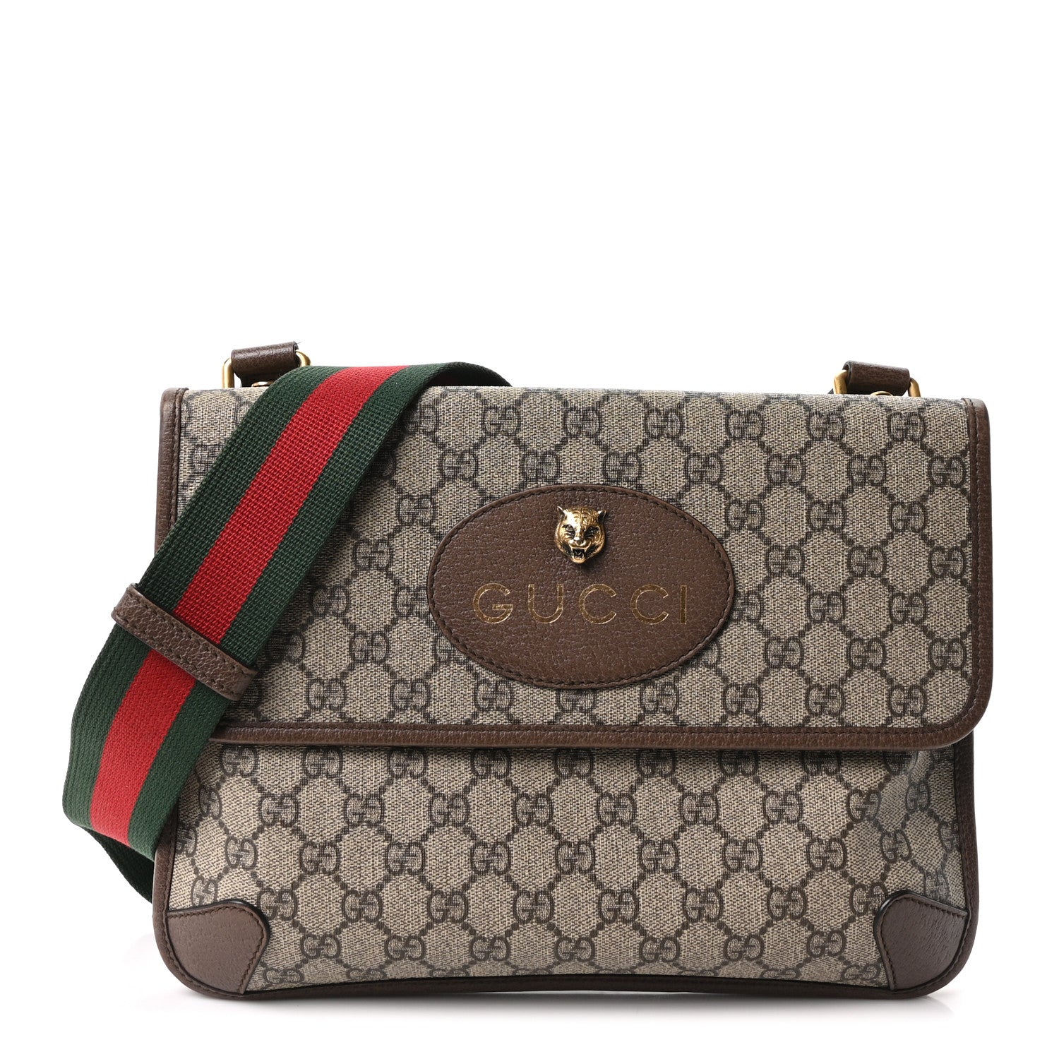 Gucci GG Supreme Monogram Web Neo Vintage Double Flap Messenger Bag Beige New Acero 1 of 10