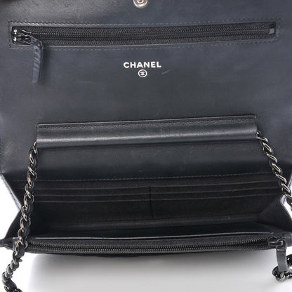 Chanel Velvet Quilted Wallet On Chain WOC Black 12 of 12