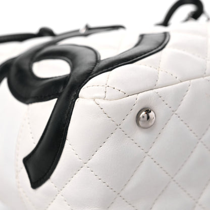 Chanel Calfskin Quilted Large Cambon Bowler White Black 8 of 18