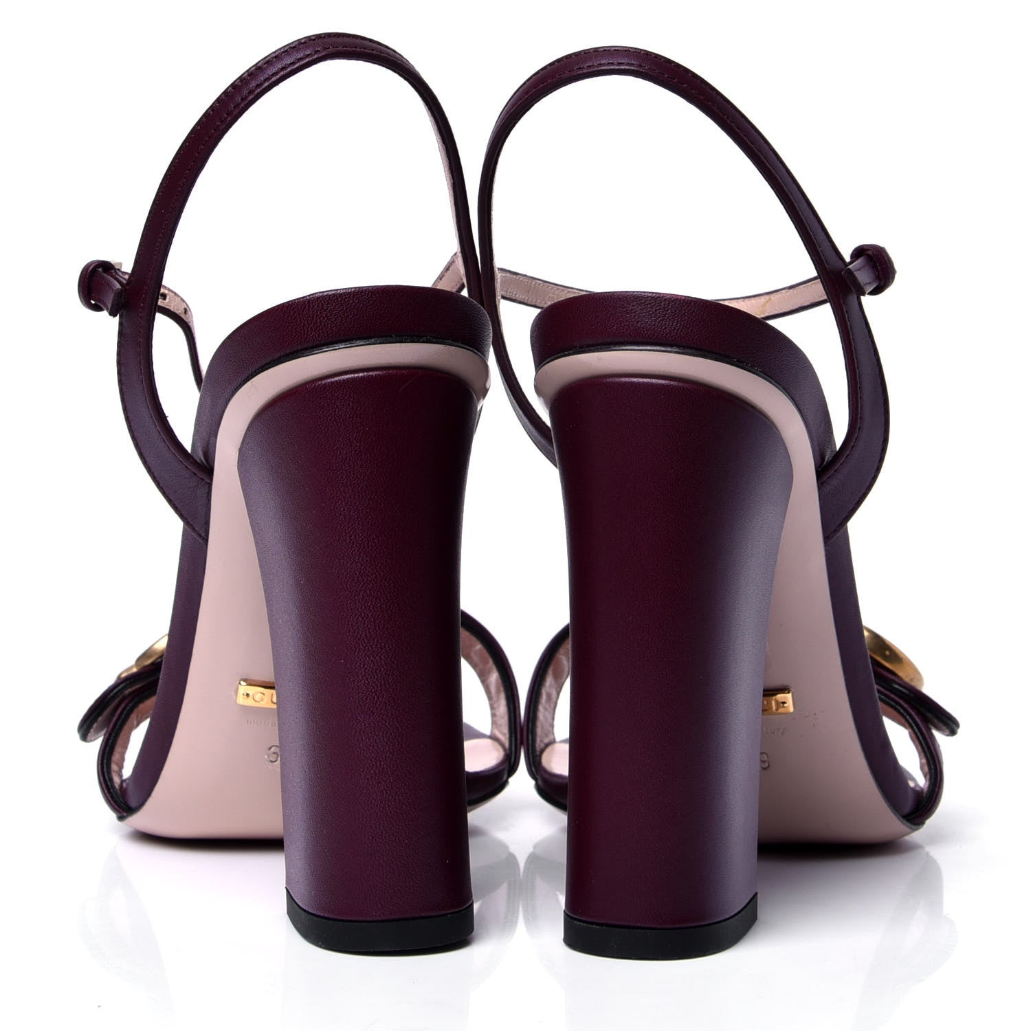 Gucci Lifford Calfskin GG Marmont Ankle Wrap 105mm Sandals 39 Vintage Bordeaux 4 of 6