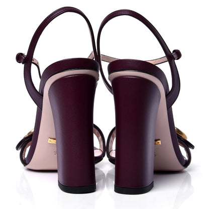 Gucci Lifford Calfskin GG Marmont Ankle Wrap 105mm Sandals 39 Vintage Bordeaux 4 of 6