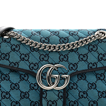 Gucci Monogram Multicolor Matelasse Diagonal Small GG Marmont Shoulder Bag Light Blue 5 of 12