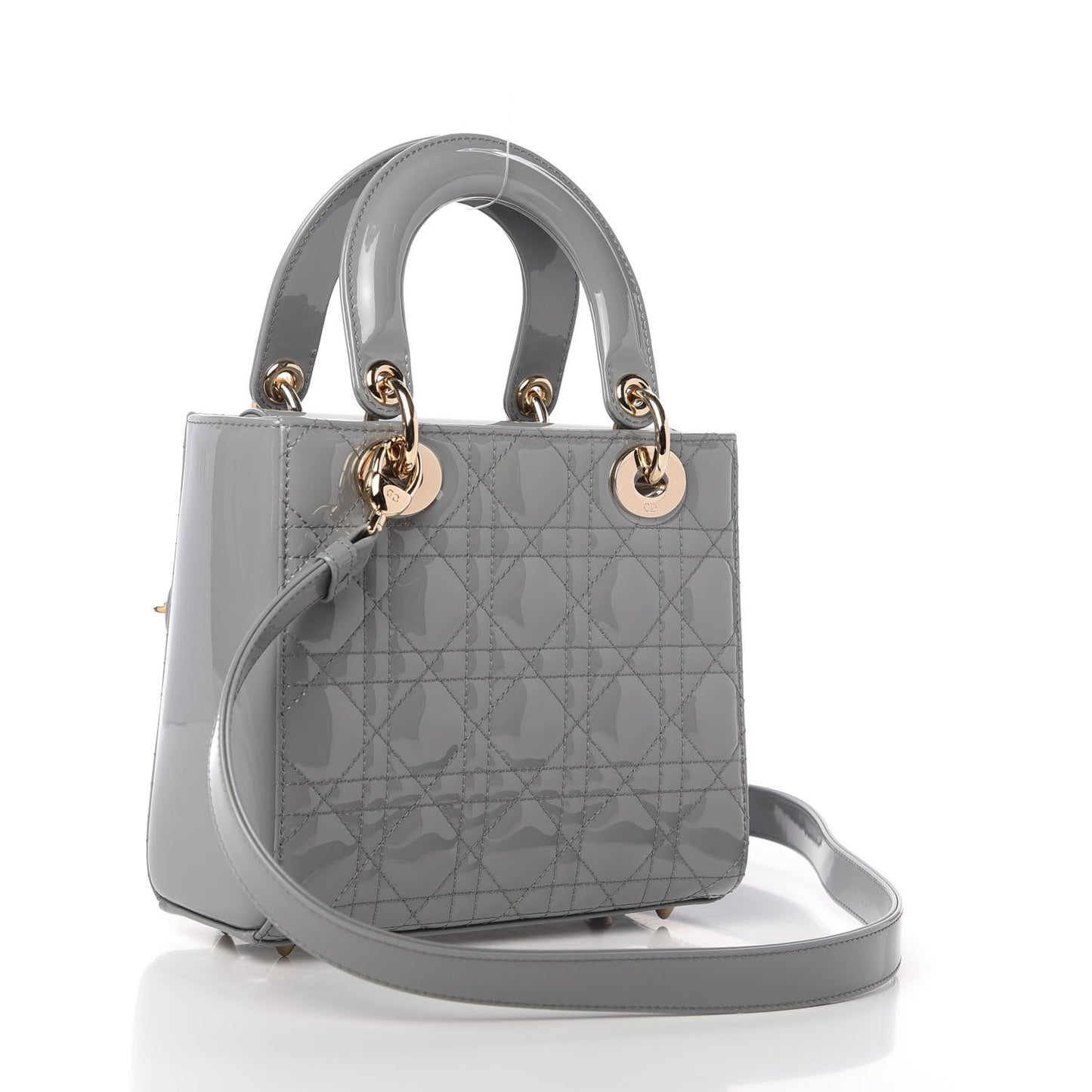 Patent Cannage Small Lady Dior Grey