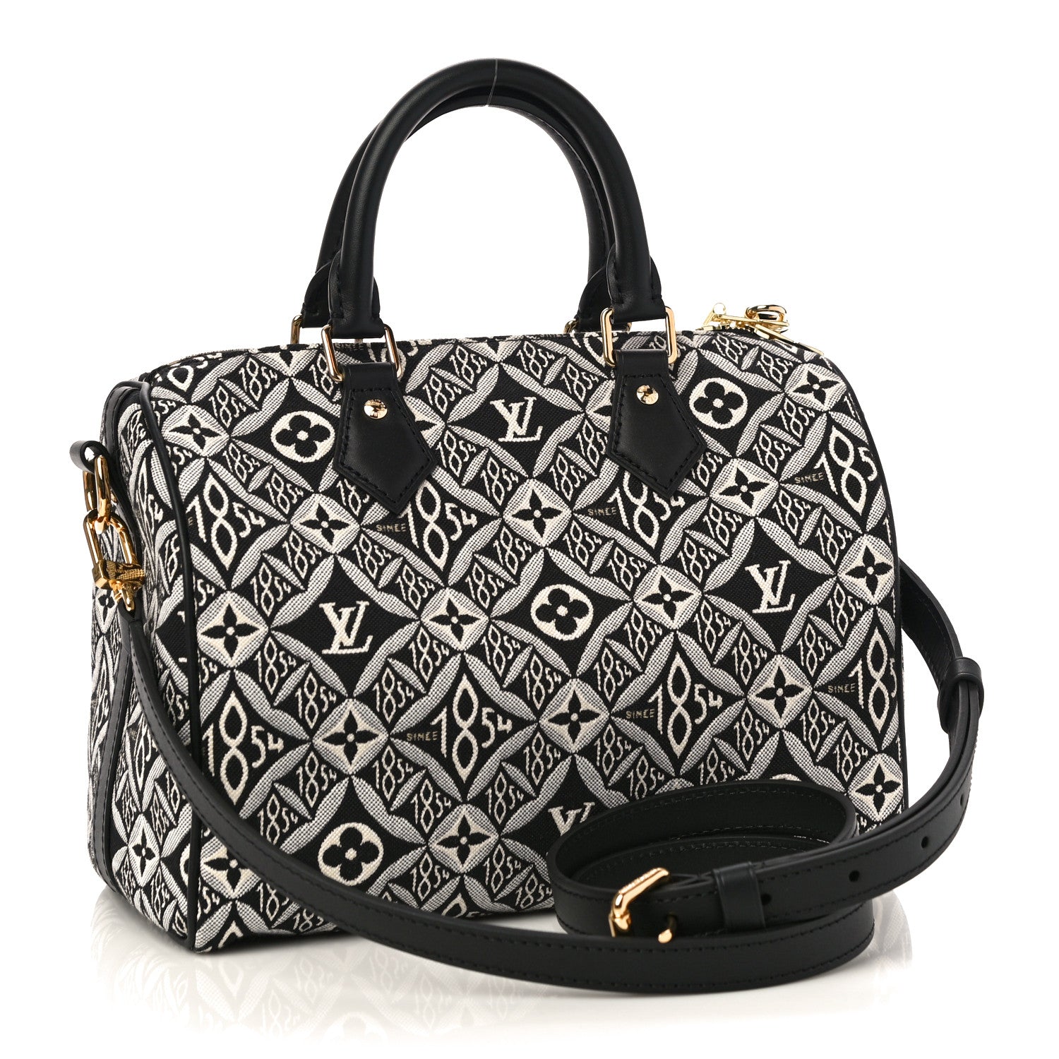 Louis Vuitton Jacquard Since 1854 Speedy Bandouliere 25 Black 3 of 9
