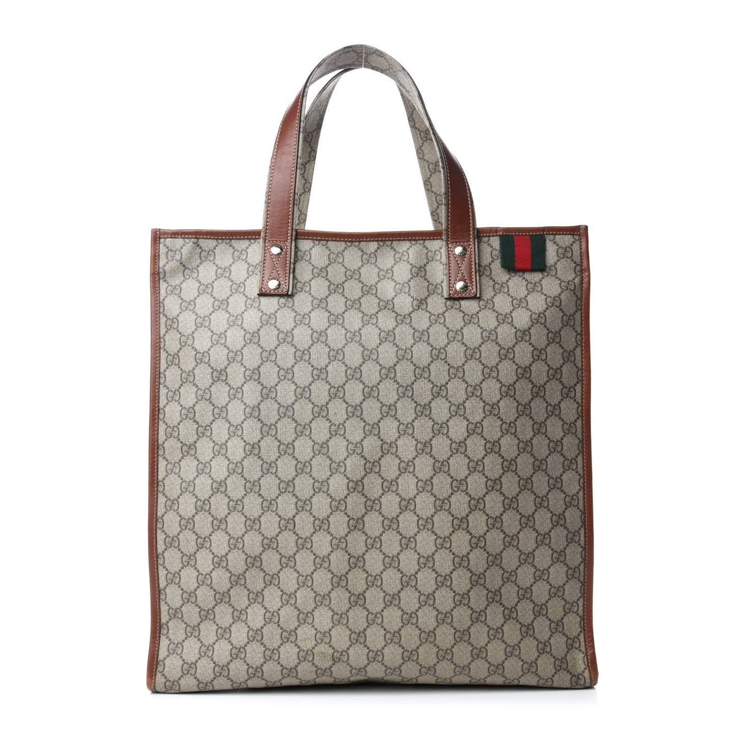 GG Plus Monogram Medium Signature Web Loop Vertical Tote Brown