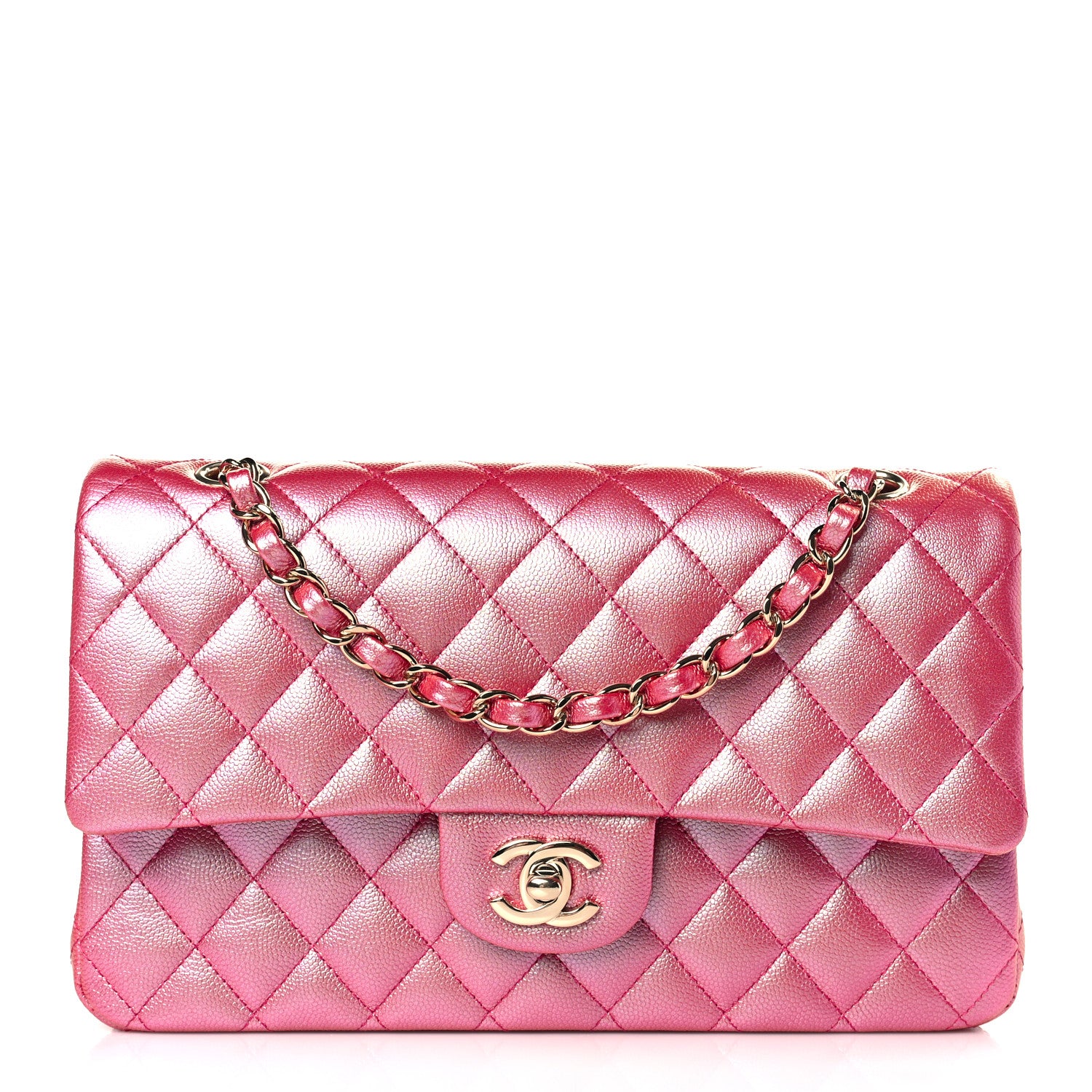 Chanel Iridescent Caviar Quilted Medium Double Flap Pink 1 of 9