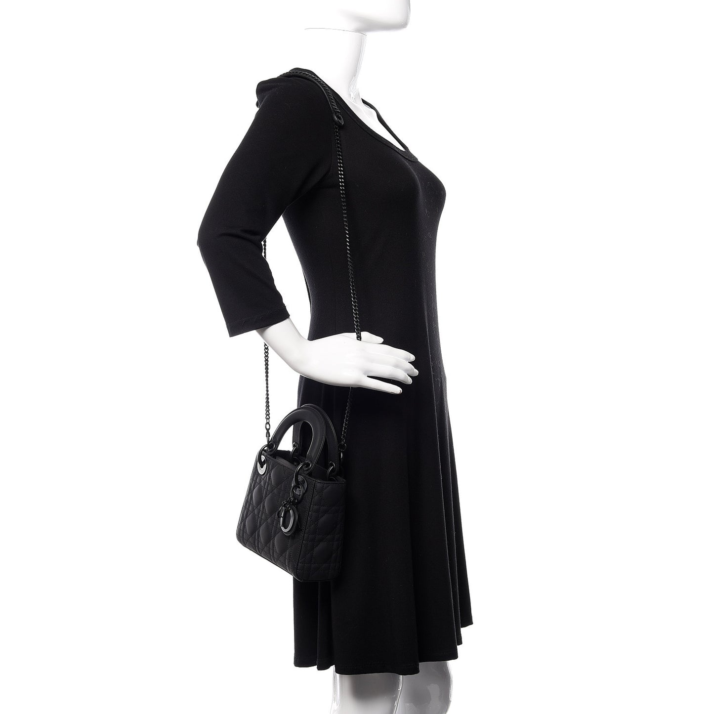 Ultra Matte Calfskin Cannage Mini Lady Dior Black