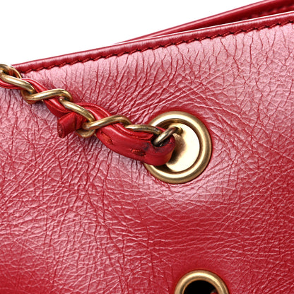 Chanel Aged Calfskin Quilted Drawstring Shopping Tote Red 9 of 10