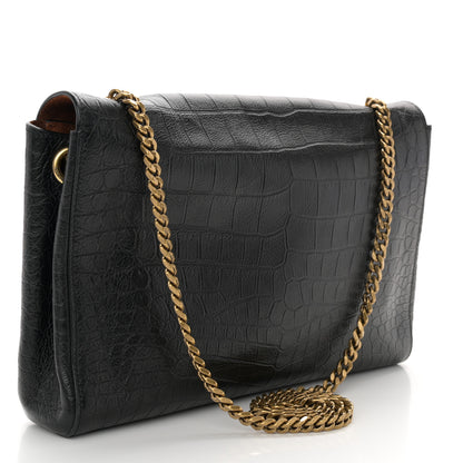 Saint Laurent Smooth Calfskin Suede Medium Reversible Monogram Kate Satchel Black 3 of 9