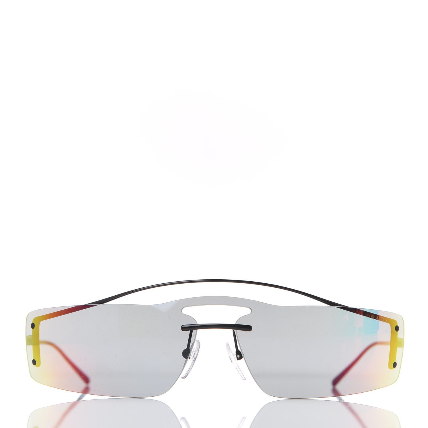 Prada Rectangle Shield Sunglasses SPR 61V Black Multicolor 2 of 6