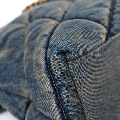 Saint Laurent Denim Quilted Small Loulou Puffer Monogram Chain Satchel Blue Cinnamon 10 of 15