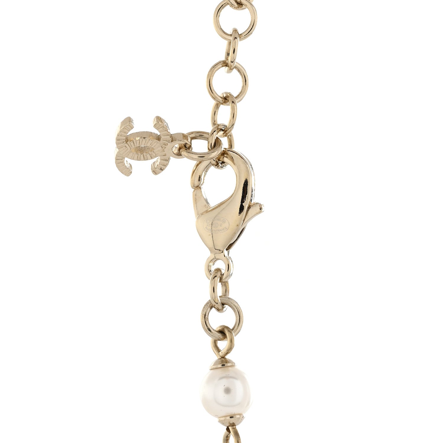 Chanel Crystal Pearl CC Short Necklace Gold 4 of 4
