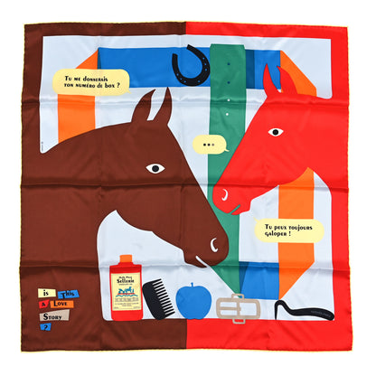 Hermes Silk Is This A Love Story? Scarf 70 Gris Perle Cacao 1 of 3