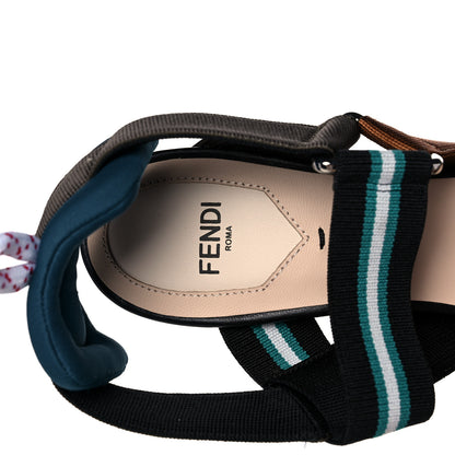 Fendi Technical Mesh Colibri 85mm Slingback Pumps 36.5 Black Verde Military 7 of 8