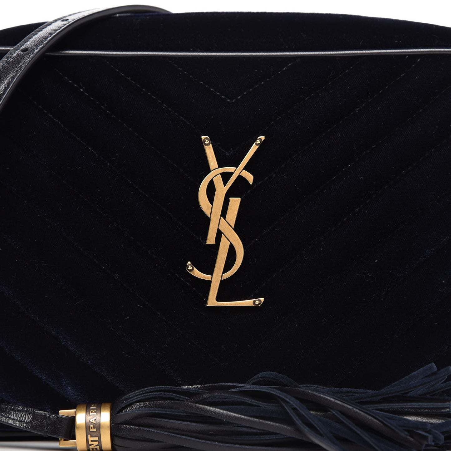 Velvet Matelasse Monogram Lou Camera Bag Navy