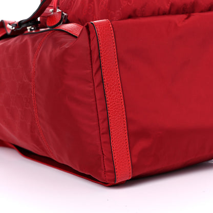 Gucci Nylon Monogram Dollar Calfskin Medium Light Double Buckle Backpack Vibrant Red 9 of 10